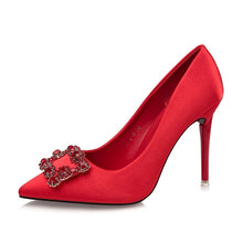 Load image into Gallery viewer, Women's shoes PUMPS point shallow mouth 10.5CM high heels nightclub sexy stiletto buckle diamond rhinestone wedding shoes