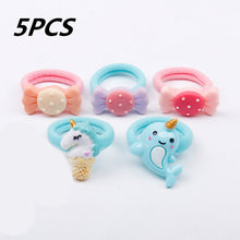 Load image into Gallery viewer, 1/5/12 Pcs Shiny Glitter Elastic Hair Band Heart Star Hair Tie Kids Korean Hair Rope Crwon Kawaii Kids Rabbit Hair Accessories