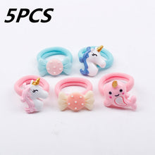 Load image into Gallery viewer, 1/5/12 Pcs Shiny Glitter Elastic Hair Band Heart Star Hair Tie Kids Korean Hair Rope Crwon Kawaii Kids Rabbit Hair Accessories