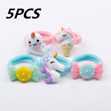 Load image into Gallery viewer, 1/5/12 Pcs Shiny Glitter Elastic Hair Band Heart Star Hair Tie Kids Korean Hair Rope Crwon Kawaii Kids Rabbit Hair Accessories