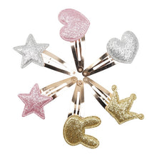 Load image into Gallery viewer, 1/5/12 Pcs Shiny Glitter Elastic Hair Band Heart Star Hair Tie Kids Korean Hair Rope Crwon Kawaii Kids Rabbit Hair Accessories