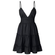 Load image into Gallery viewer, [judgeme reviewtest]2020 Brand New Women Party Lace Flower Backless Mini Dress Summer Sexy Sling Spaghetti straps Deep V Neck Wedding Club Vestidos