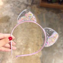 Load image into Gallery viewer, Kawaii Shiny Sequins Cat Ears Headband for Girl Manual Cat Ears Hairband Kid Hair Accessories for Women Cartoon Headband
