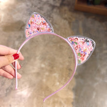 Load image into Gallery viewer, Kawaii Shiny Sequins Cat Ears Headband for Girl Manual Cat Ears Hairband Kid Hair Accessories for Women Cartoon Headband