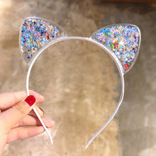 Load image into Gallery viewer, Kawaii Shiny Sequins Cat Ears Headband for Girl Manual Cat Ears Hairband Kid Hair Accessories for Women Cartoon Headband