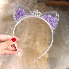 Load image into Gallery viewer, Kawaii Shiny Sequins Cat Ears Headband for Girl Manual Cat Ears Hairband Kid Hair Accessories for Women Cartoon Headband