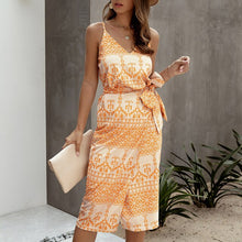Load image into Gallery viewer, Leopard Print Girls Holiday Dress Women Sexy Sleeveless Split Summer Dresses Vacation Boho V-Neck Beach Female Sashes Robe G1144