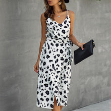 Load image into Gallery viewer, Leopard Print Girls Holiday Dress Women Sexy Sleeveless Split Summer Dresses Vacation Boho V-Neck Beach Female Sashes Robe G1144