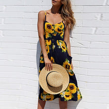 Load image into Gallery viewer, Leopard Print Girls Holiday Dress Women Sexy Sleeveless Split Summer Dresses Vacation Boho V-Neck Beach Female Sashes Robe G1144