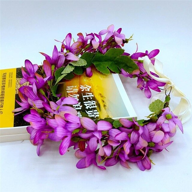 11111 Simulation Flowers Wreath Women Hair Accessories Wedding Floral Headwear Adjustable Bohemian Floral Garland Festival Headband